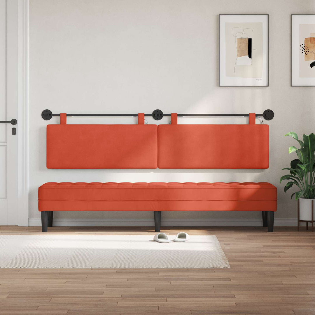 Hængende sengegavl Rød orange Velourstof