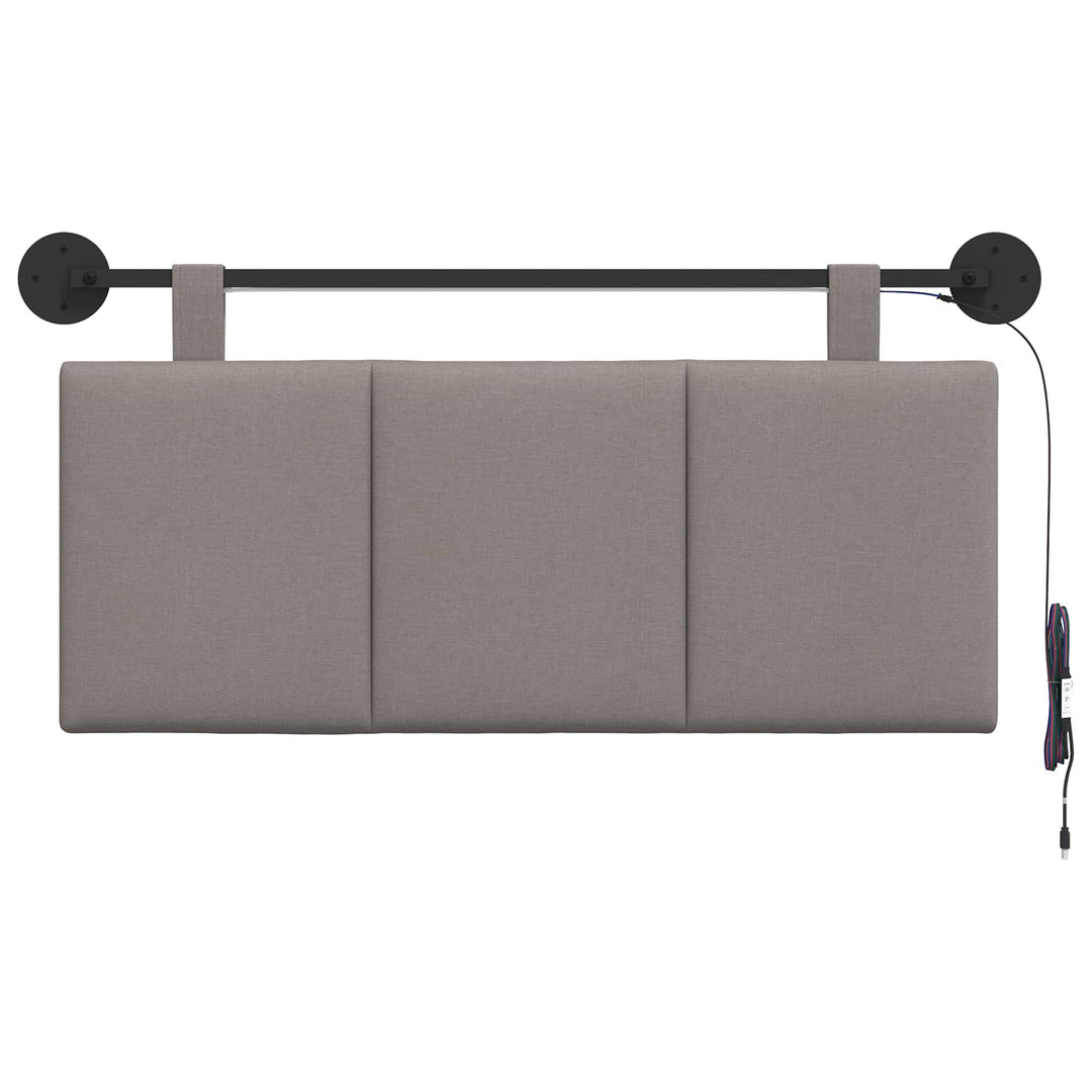 Hængende sengegavl Med LED-lys Gråbrun Stof