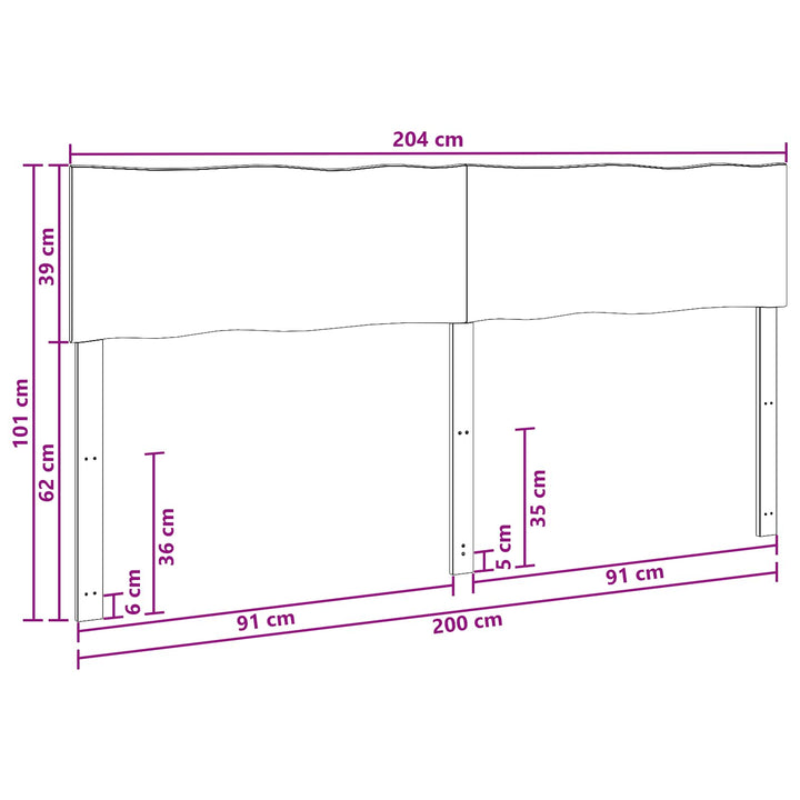 Sengegavl med naturkant ROSTOCK Mørk Brun 200 cm