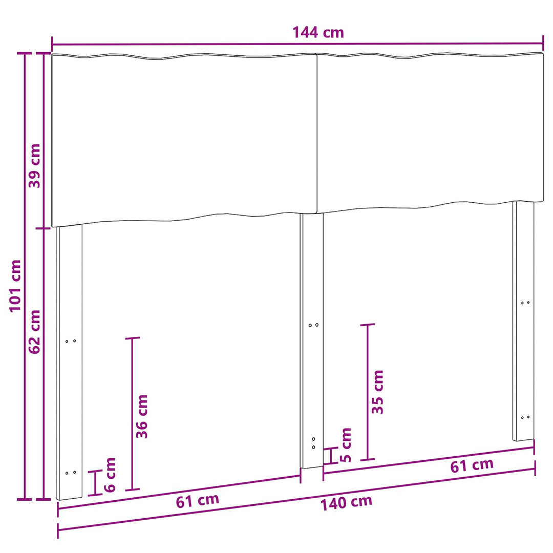 Sengegavl med naturkant ROSTOCK Naturfarvet 140 cm