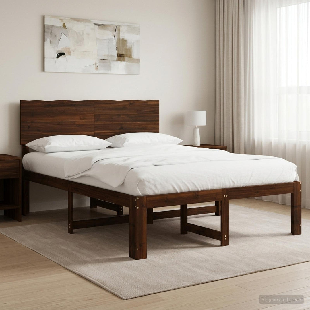 Dobbelt Sengestel med Hovedgærde ROSTOCK Mørk Brun 120 x 190 cm