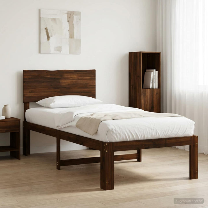 Enkelt Sengebund med Hovedgærde ROSTOCK Mørk Brun 80 x 200 cm