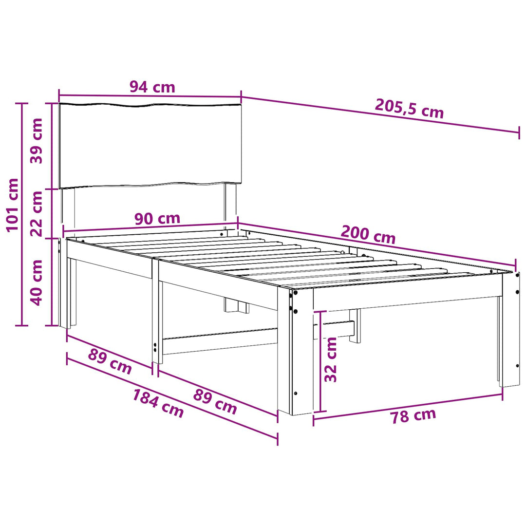 Enkelt Sengebund med Hovedgærde ROSTOCK Naturfarvet 90 x 200 cm