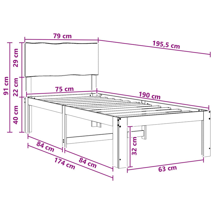 Enkelt Sengebund med Hovedgærde ROSTOCK Naturfarvet 75 x 190 cm