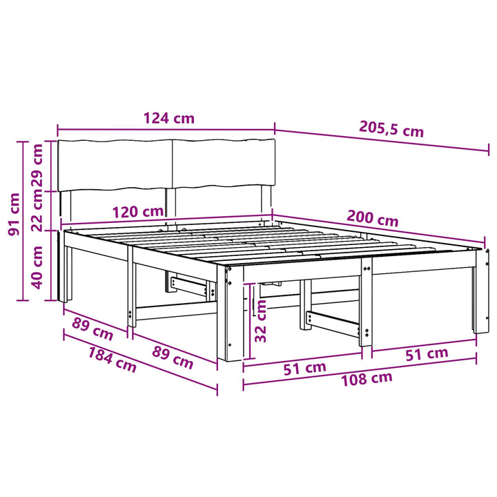 Dobbelt Sengestel med Hovedgærde ROSTOCK Hvid 120 x 200 cm