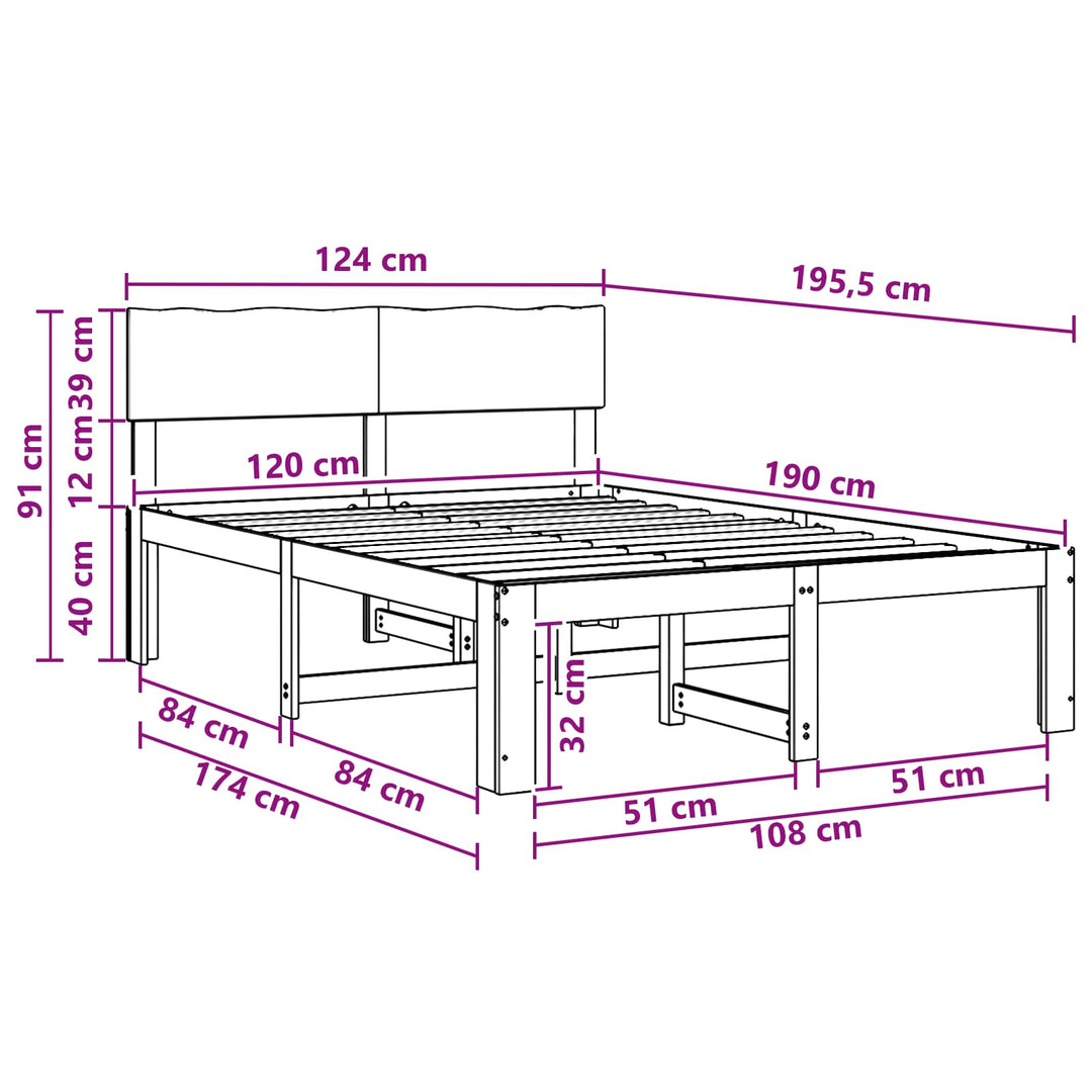Dobbelt Sengestel med Hovedgærde ROSTOCK Hvid 120 x 190 cm