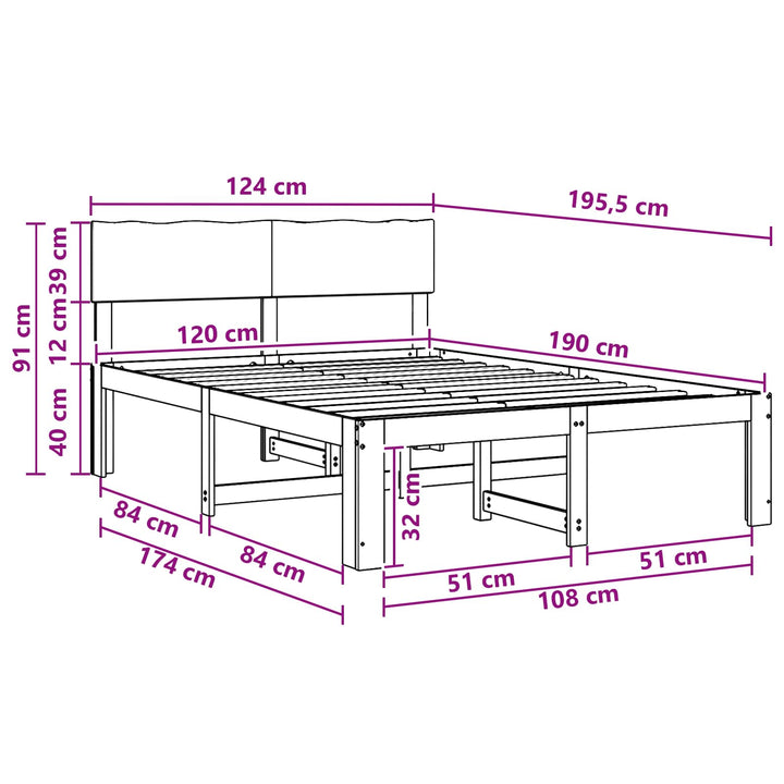 Dobbelt Sengestel med Hovedgærde ROSTOCK Hvid 120 x 190 cm