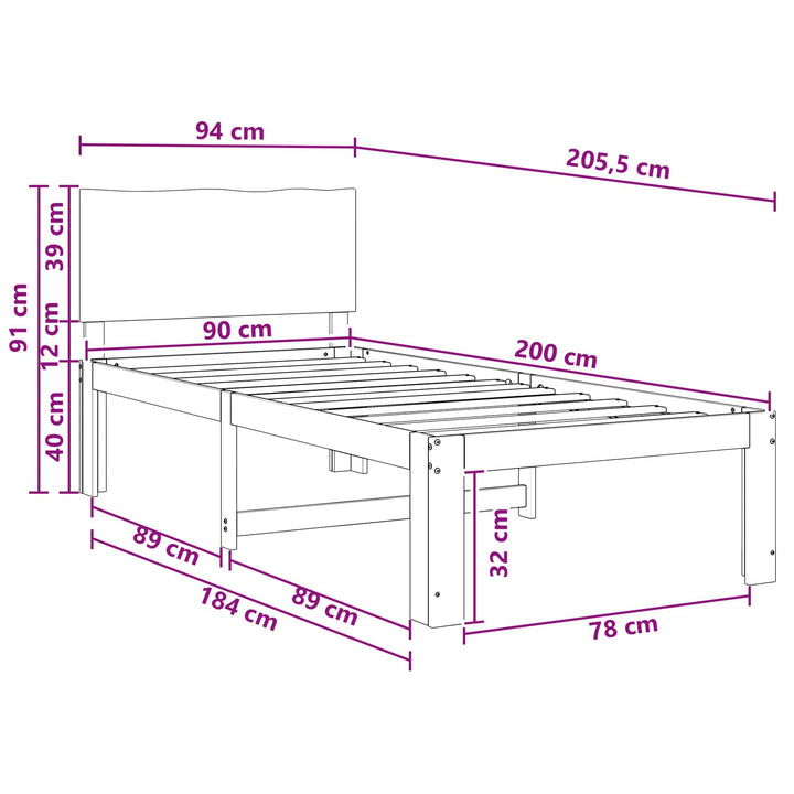 Enkelt Sengebund med Hovedgærde ROSTOCK Naturfarvet 90 x 200 cm