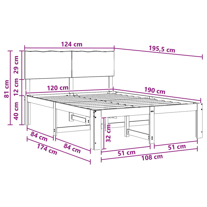 Dobbelt Sengestel med Hovedgærde ROSTOCK Hvid 120 x 190 cm