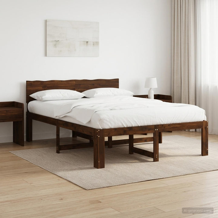 Dobbelt Sengestel med Hovedgærde ROSTOCK Mørk Brun 135 x 190 cm