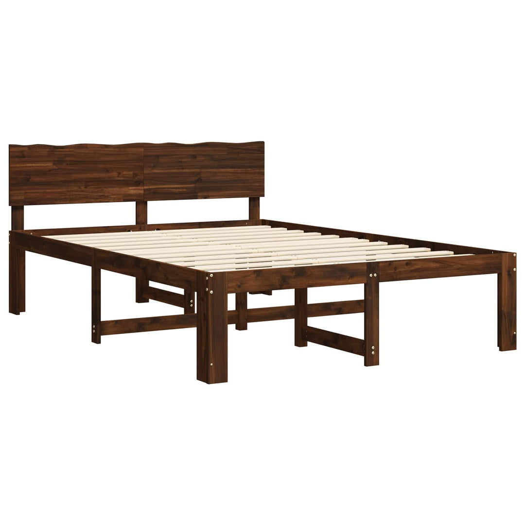 Dobbelt Sengestel med Hovedgærde ROSTOCK Mørk Brun 135 x 190 cm