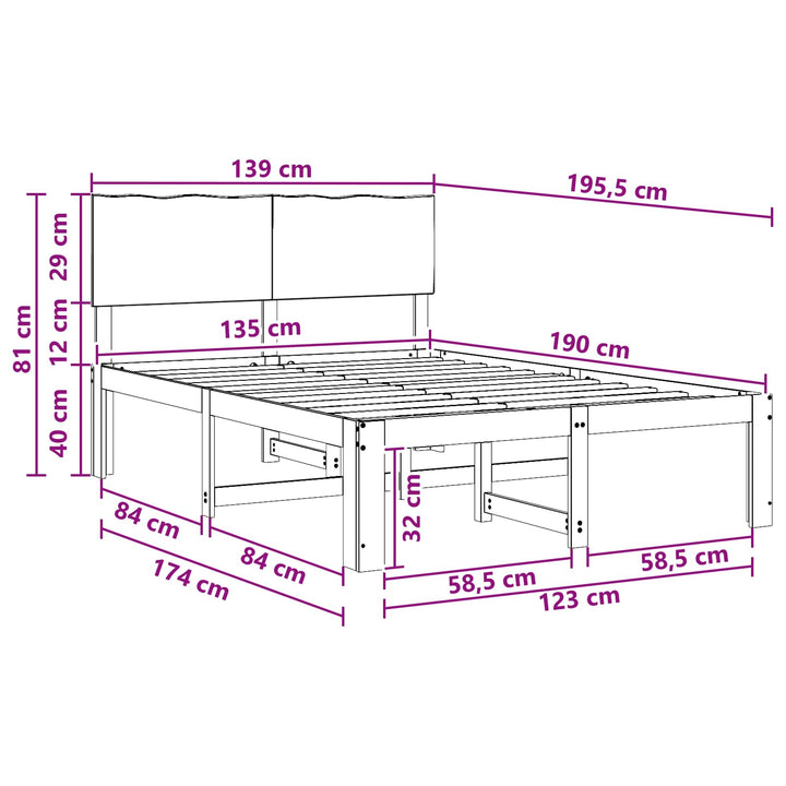 Dobbelt Sengestel med Hovedgærde ROSTOCK Hvid 135 x 190 cm