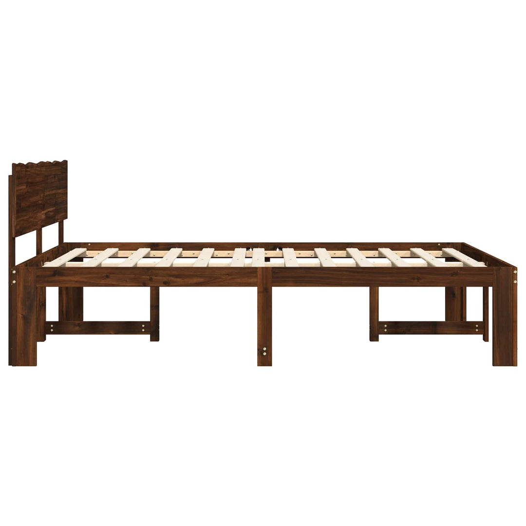 Dobbelt Sengestel med Hovedgærde ROSTOCK Mørk Brun 140 x 190 cm