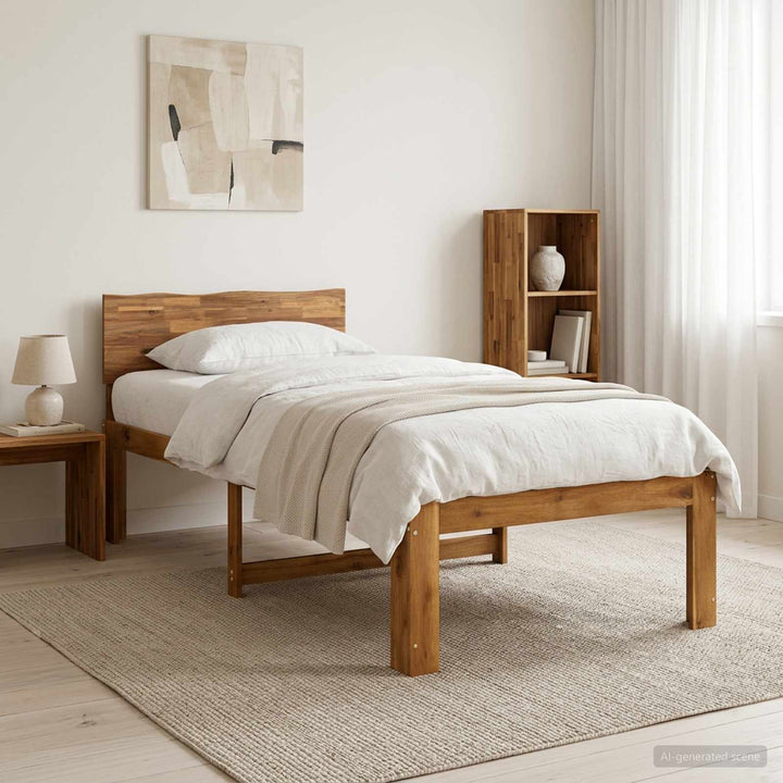 Enkelt Sengebund med Hovedgærde ROSTOCK Naturfarvet 90 x 200 cm