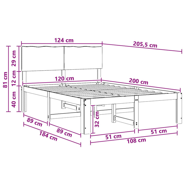 Dobbelt Sengestel med Hovedgærde ROSTOCK Hvid 120 x 200 cm
