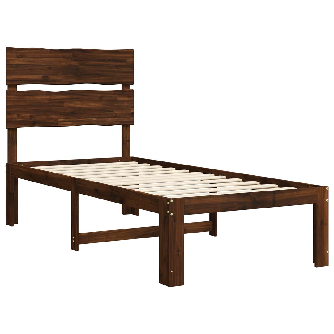 Enkelt Sengebund med Hovedgærde ROSTOCK Mørk Brun 100 x 200 cm