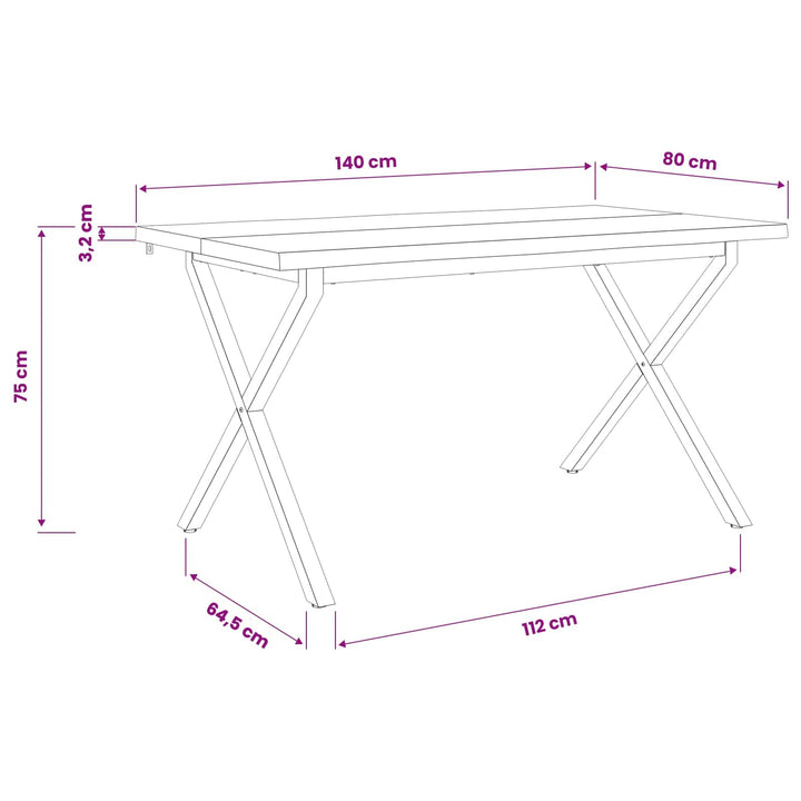 Dining table med live edge 140 x 80 x 75 cm Massivt Akacietræ