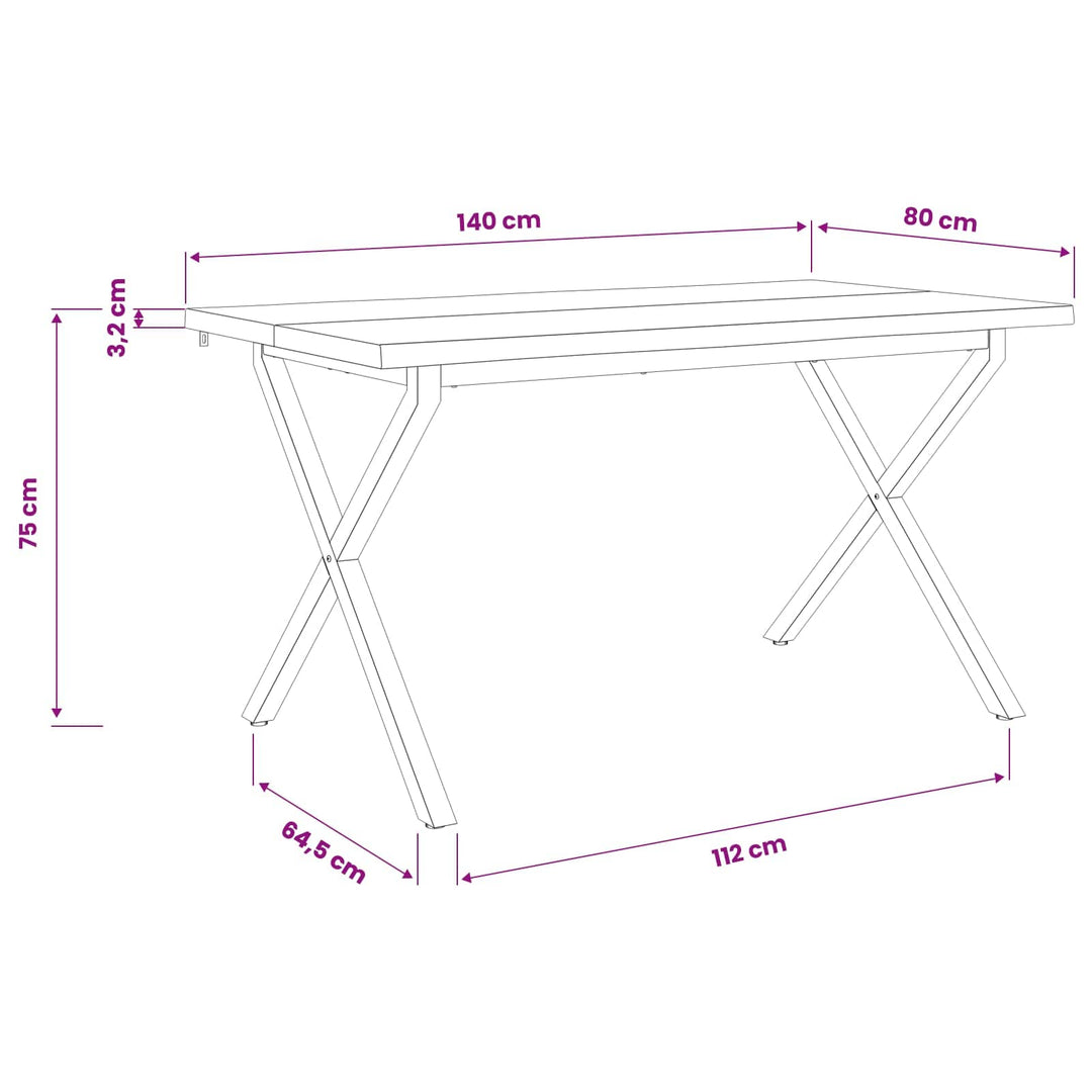 Dining table med live edge 140 x 80 x 75 cm Massivt Akacietræ