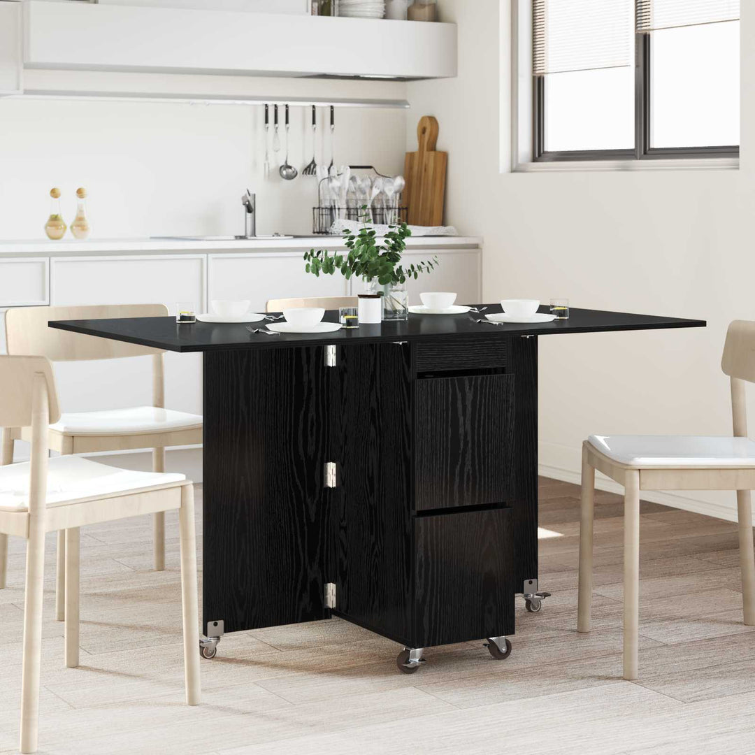 Spisebord 140 x 80 x 77 cm Konstrueret træ Sort eg Rektangulær
