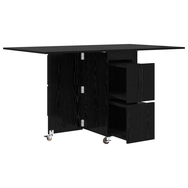 Spisebord 140 x 80 x 77 cm Konstrueret træ Sort eg Rektangulær