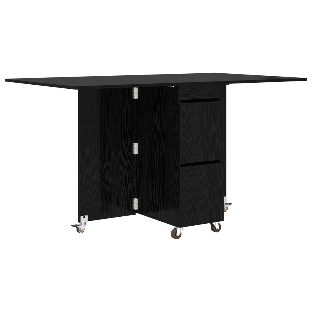 Spisebord 140 x 80 x 77 cm Konstrueret træ Sort eg Rektangulær