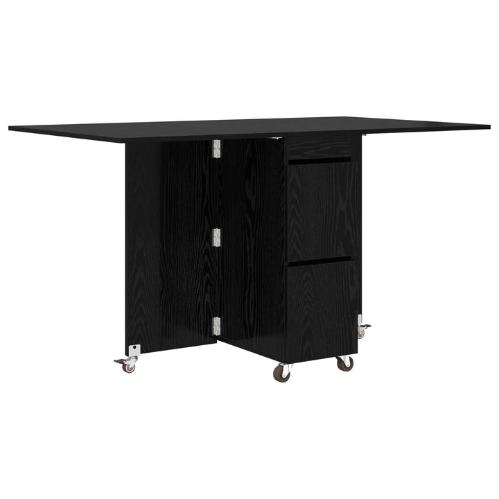 Spisebord 140 x 80 x 77 cm Konstrueret træ Sort eg Rektangulær