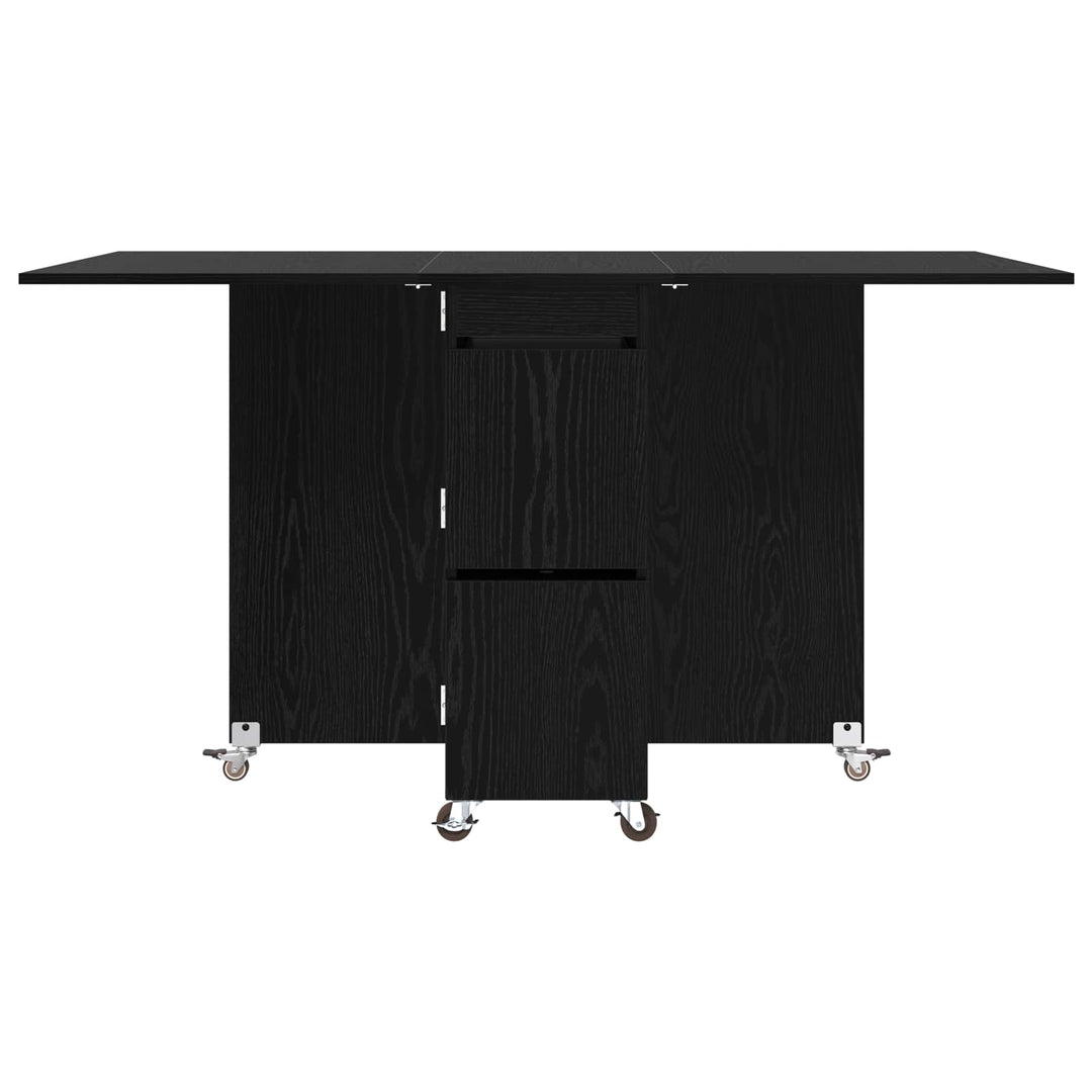 Spisebord 140 x 80 x 77 cm Konstrueret træ Sort eg Rektangulær