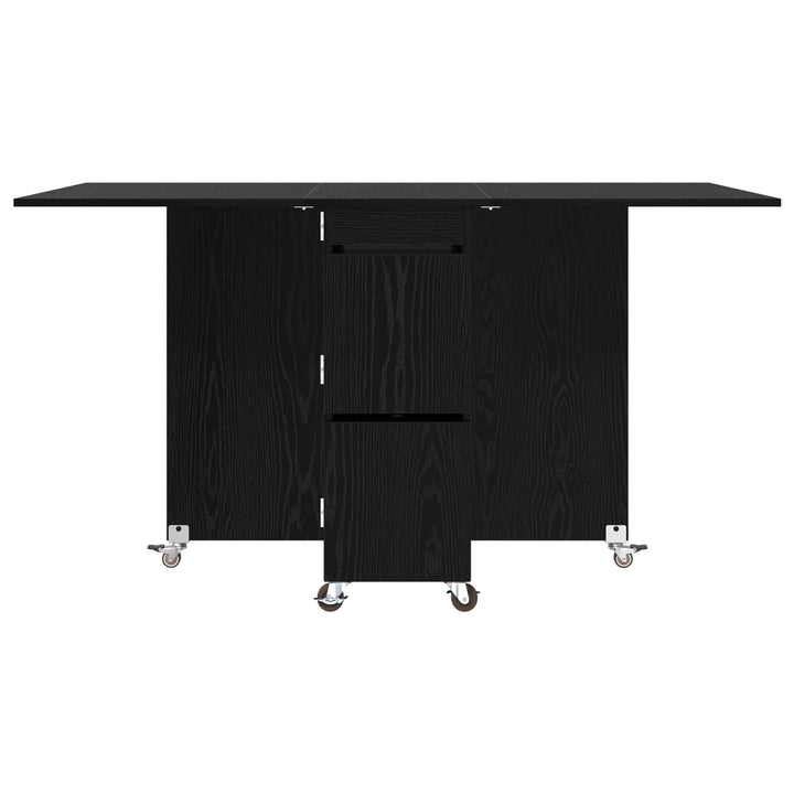 Spisebord 140 x 80 x 77 cm Konstrueret træ Sort eg Rektangulær