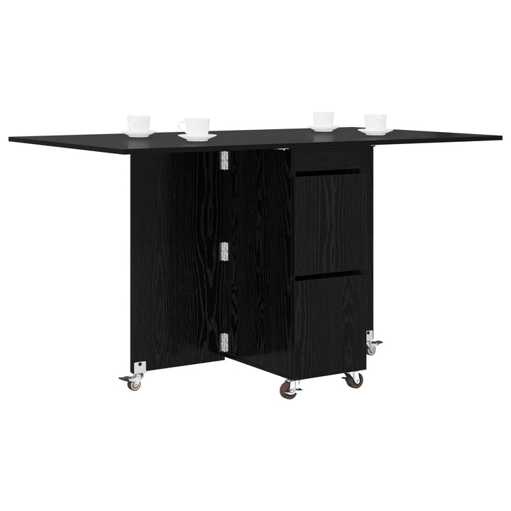 Spisebord 140 x 80 x 77 cm Konstrueret træ Sort eg Rektangulær