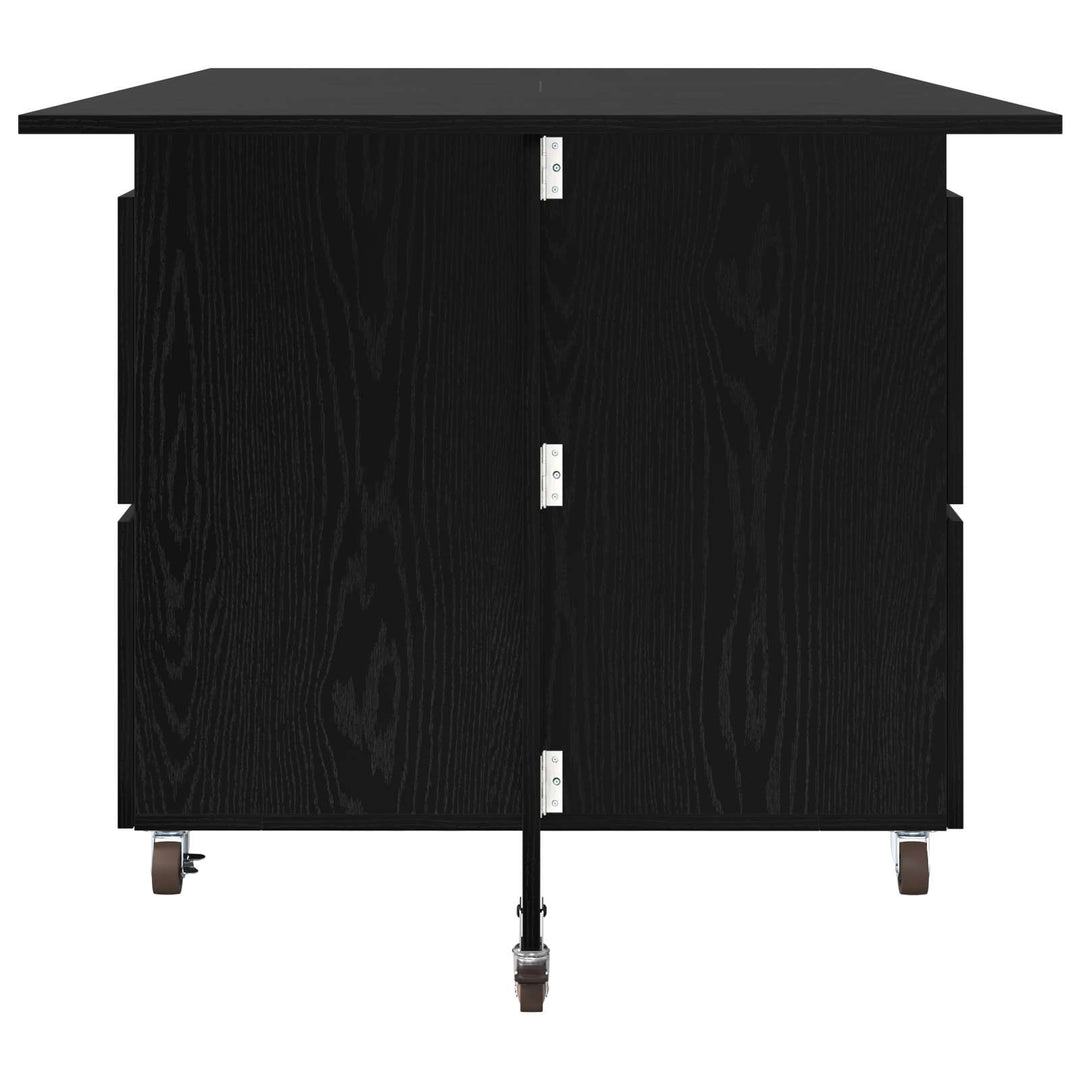 Spisebord 140 x 80 x 77 cm Konstrueret træ Sort eg Rektangulær