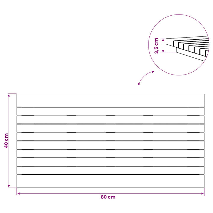 Bordplade 80 x 40 x 3,5 cm Rektangulær Massiv Teaktræ