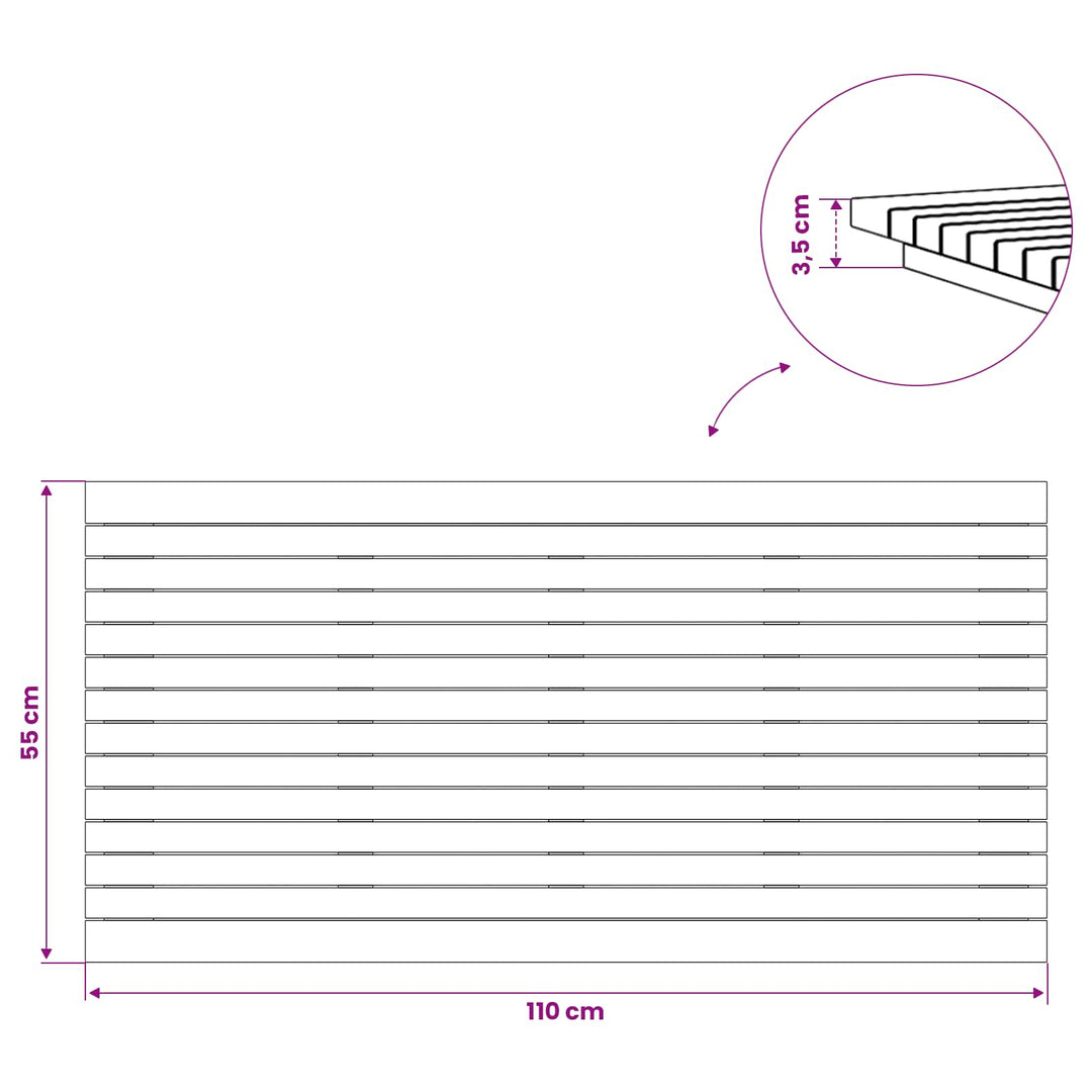 Bordplade 110 x 55 x 3,5 cm Rektangulær Massiv Teaktræ