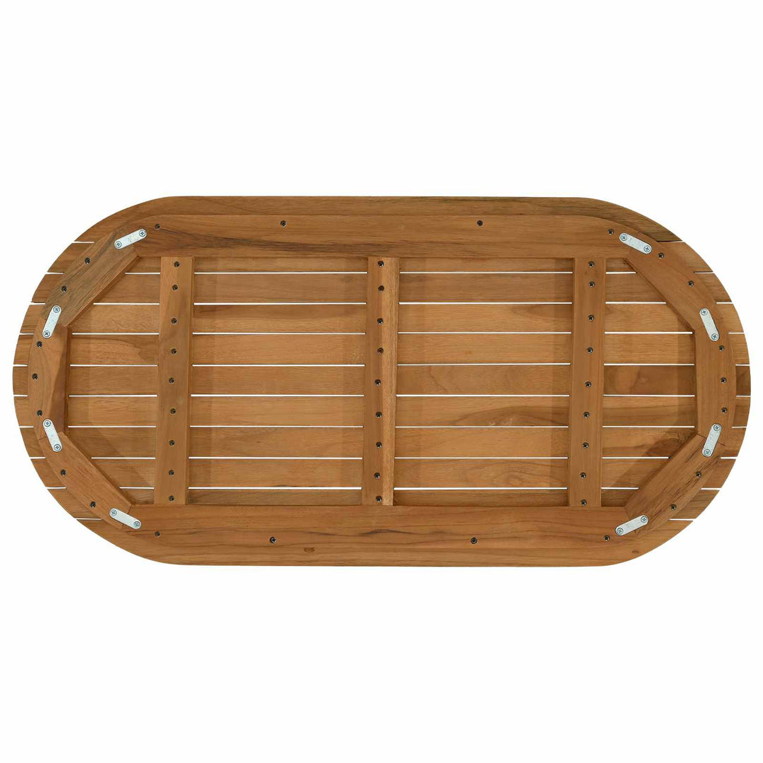Bordplade 90 x 45 x 3,5 cm Oval Massiv Teaktræ Naturfarvet