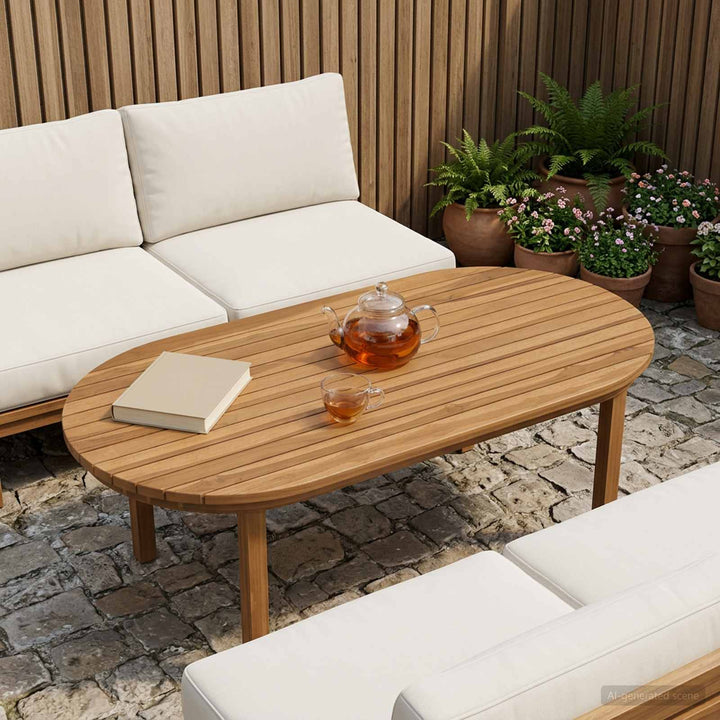 Bordplade 100 x 50 x 3,5 cm Oval Massiv Teaktræ Naturfarvet
