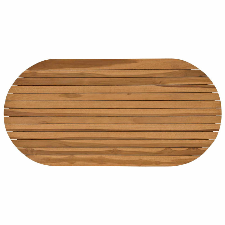 Bordplade 100 x 50 x 3,5 cm Oval Massiv Teaktræ Naturfarvet