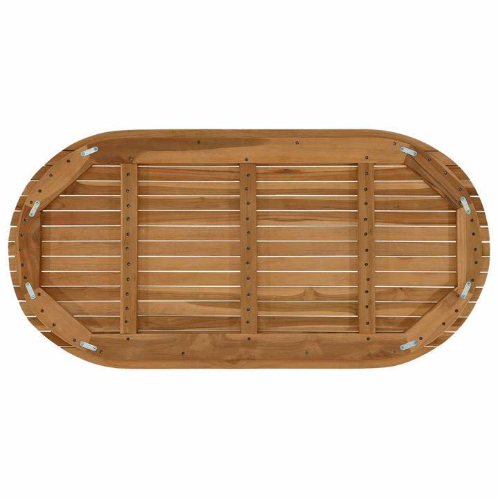 Bordplade 110 x 55 x 3,5 cm Oval Massiv Teaktræ Naturfarvet