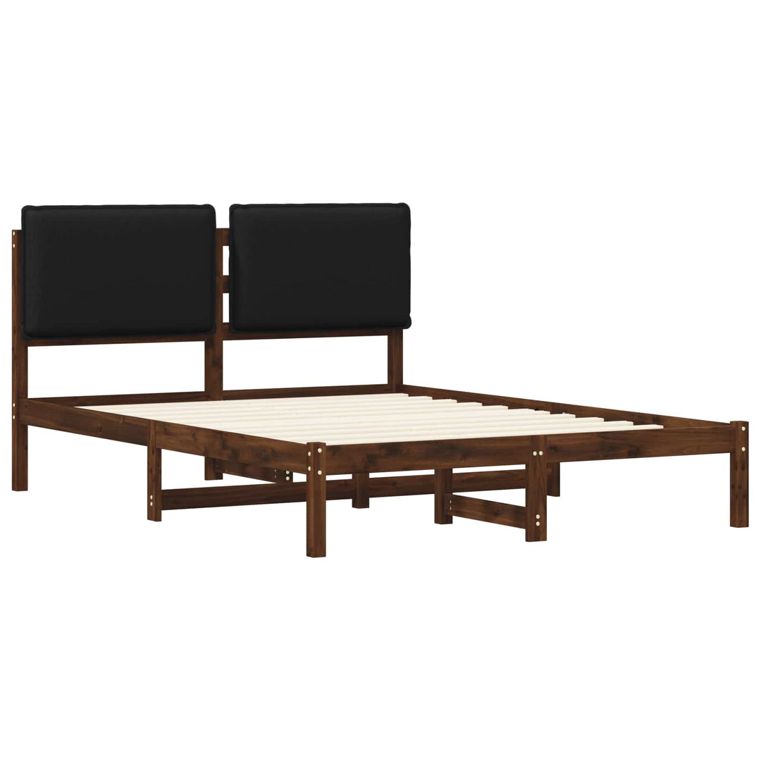 Sengestel med Polstret Hovedgavl Mørkebrun og Sort 160 x 200 cm