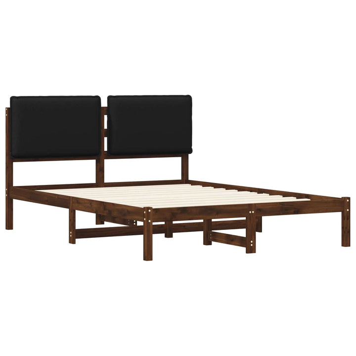 Sengestel med Polstret Hovedgavl Mørkebrun og Sort 120 x 200 cm