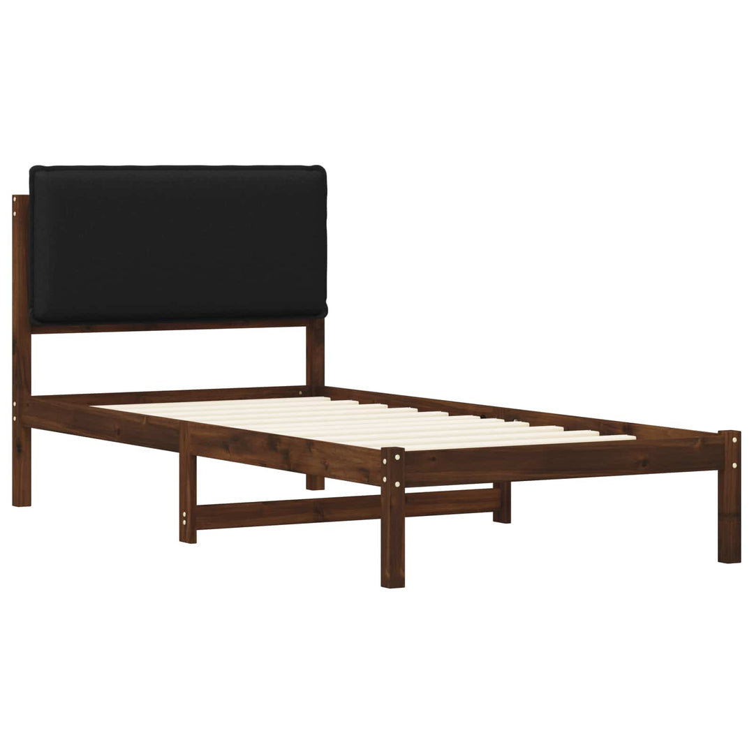 Sengestel med Polstret Hovedgavl Mørkebrun og Sort 80 x 200 cm