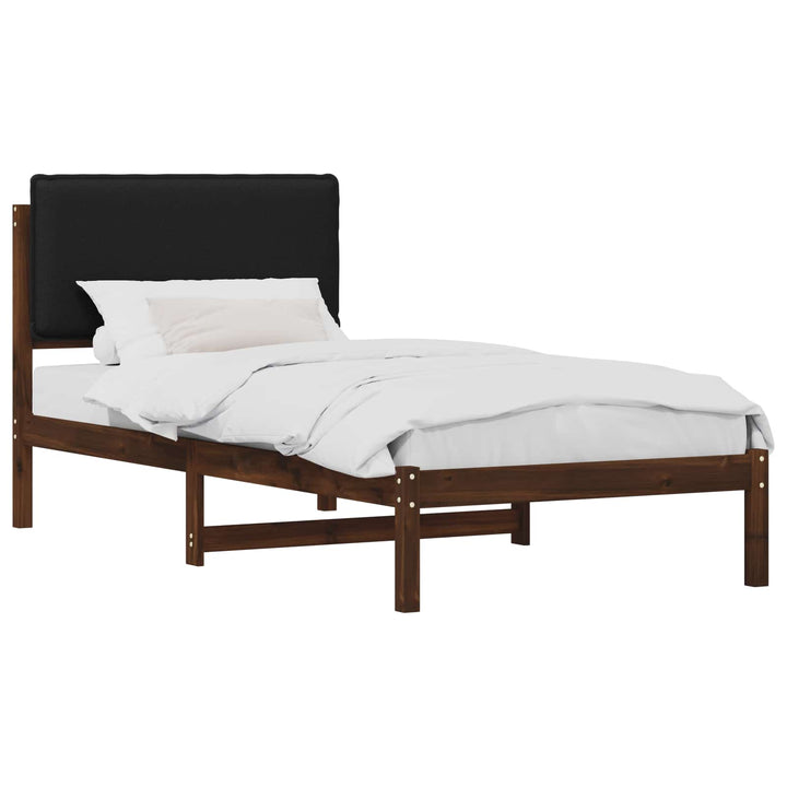 Sengestel med Polstret Hovedgavl Mørkebrun og Sort 90 x 190 cm