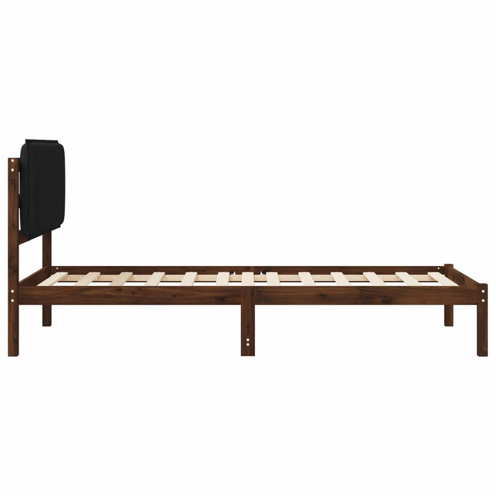 Sengestel med Polstret Hovedgavl Mørkebrun og Sort 75 x 190 cm
