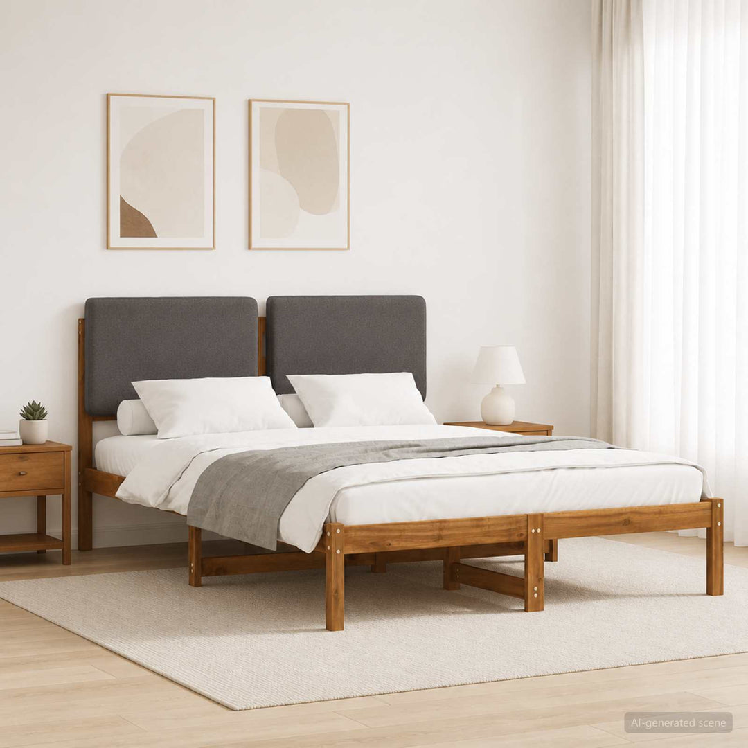 Sengestel med Polstret Hovedgavl Naturfarvet og lysegrå