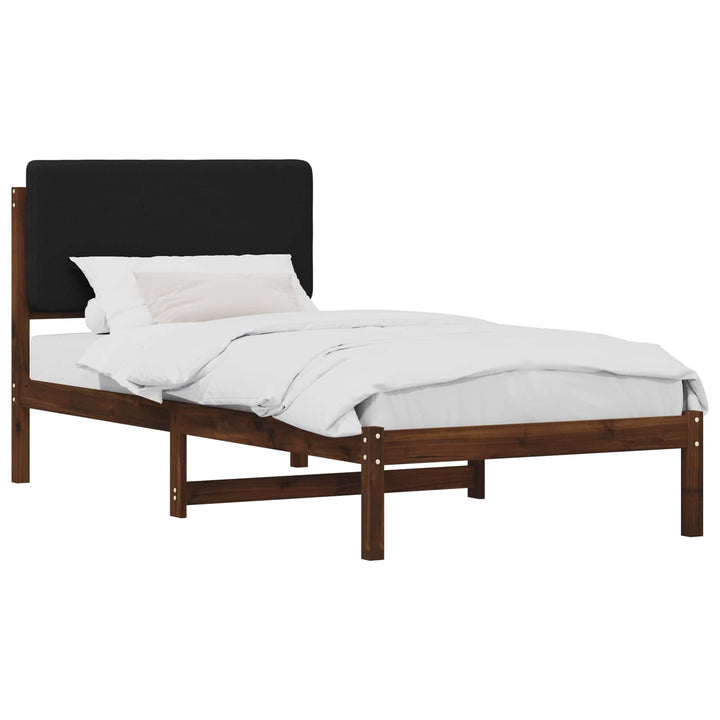 Sengestel med Polstret Hovedgavl Mørkebrun og Sort 75 x 190 cm