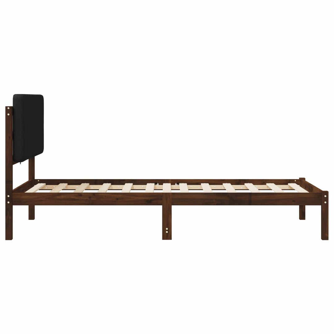 Sengestel med Polstret Hovedgavl Mørkebrun og Sort 75 x 190 cm