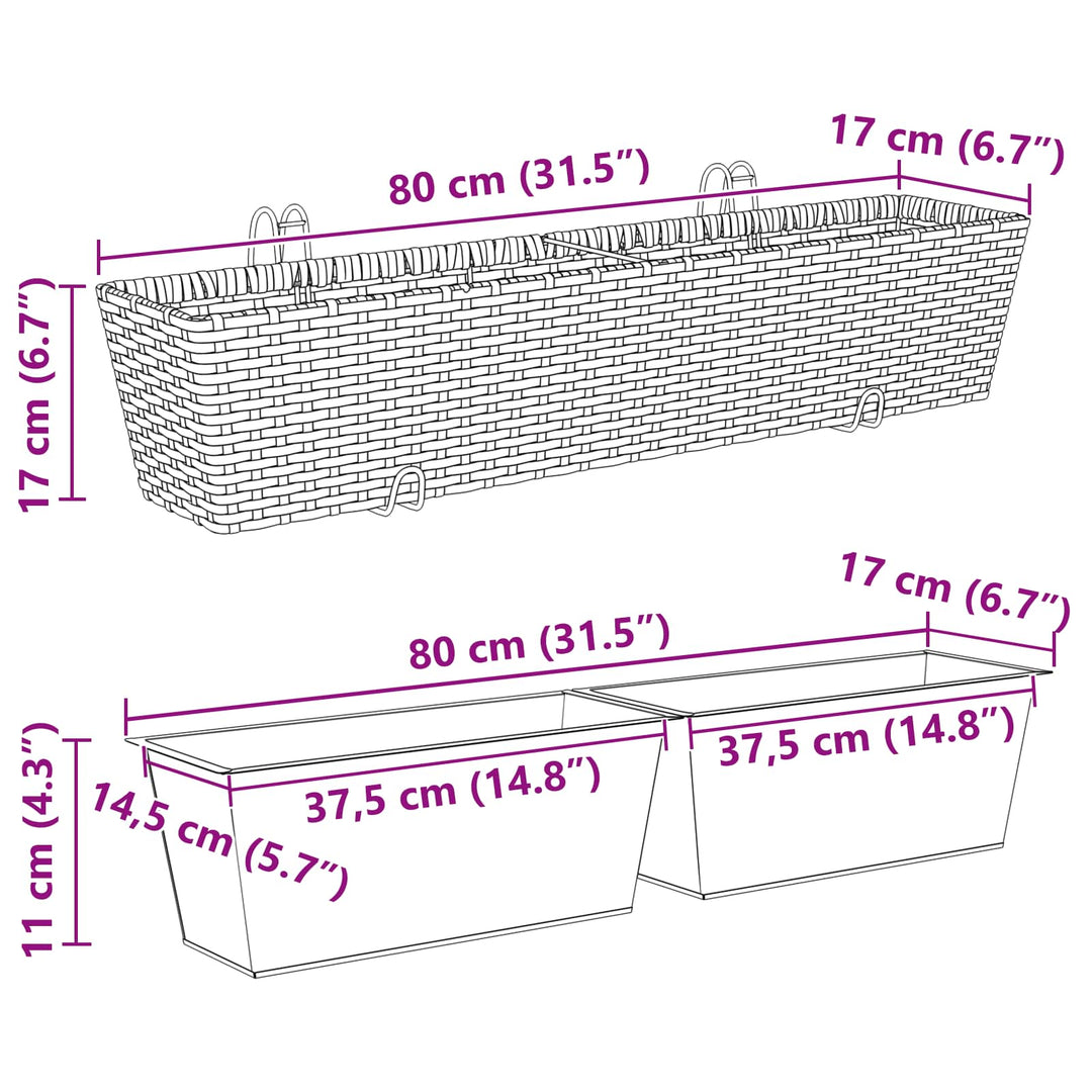 Gelænder 2 pcs 80 x 17 x 17 cm Metal