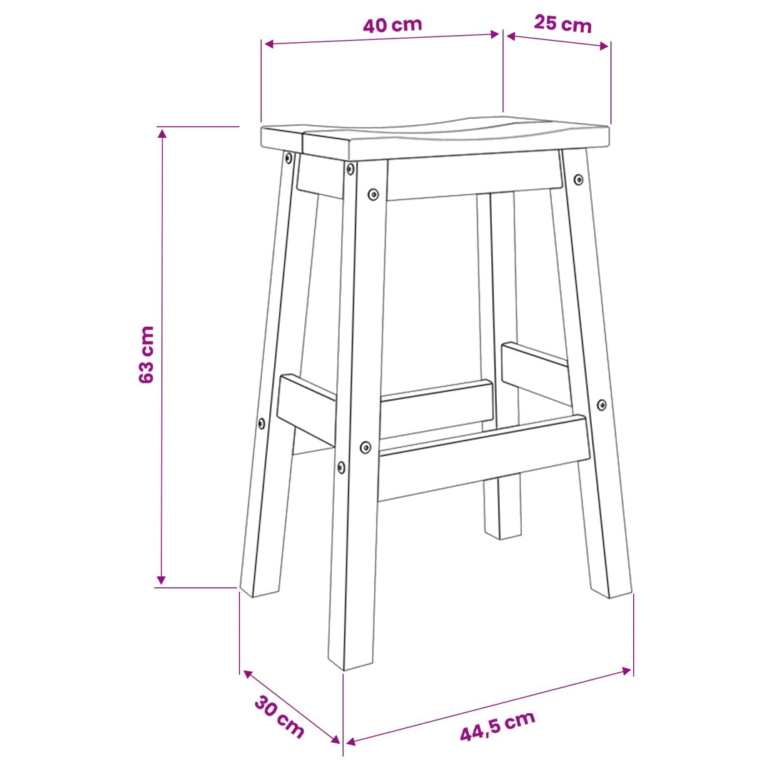 Barbænk 2 stk. Honning Voks 44 x 30 x 63 cm Massiv fyr