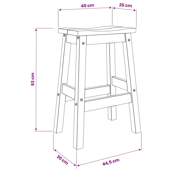 Barbænk 2 stk. Honning Voks 44 x 30 x 63 cm Massiv fyr