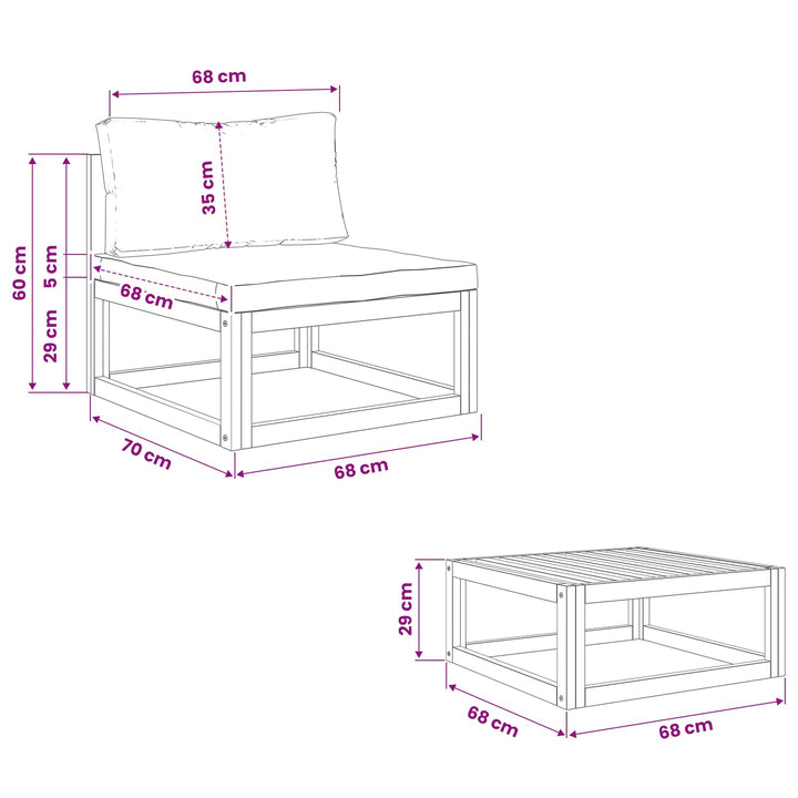 Sektionelt hjørnesofa med puder 100 % polyester Solid-Acacia