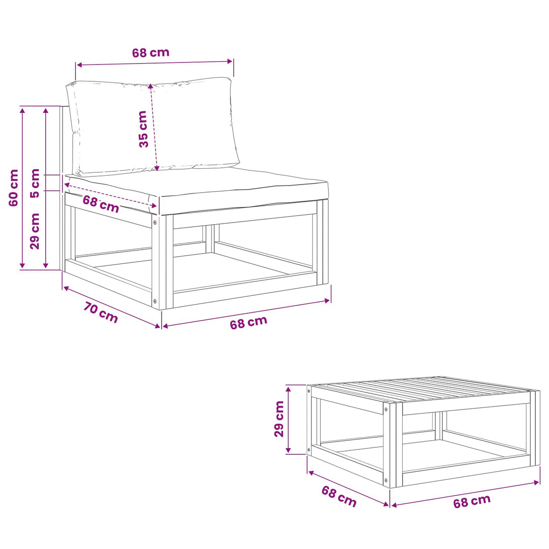 Sektionelt hjørnesofa med puder 100 % polyester Solid-Acacia