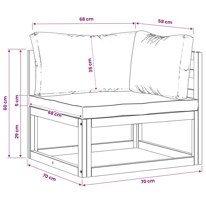 Sektionelt hjørnesofa med puder 100 % polyester Solid-Acacia